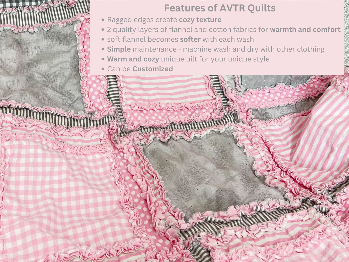 Personalized rag quilt -wedding quilt-linen popular rag quilt-rag quilt