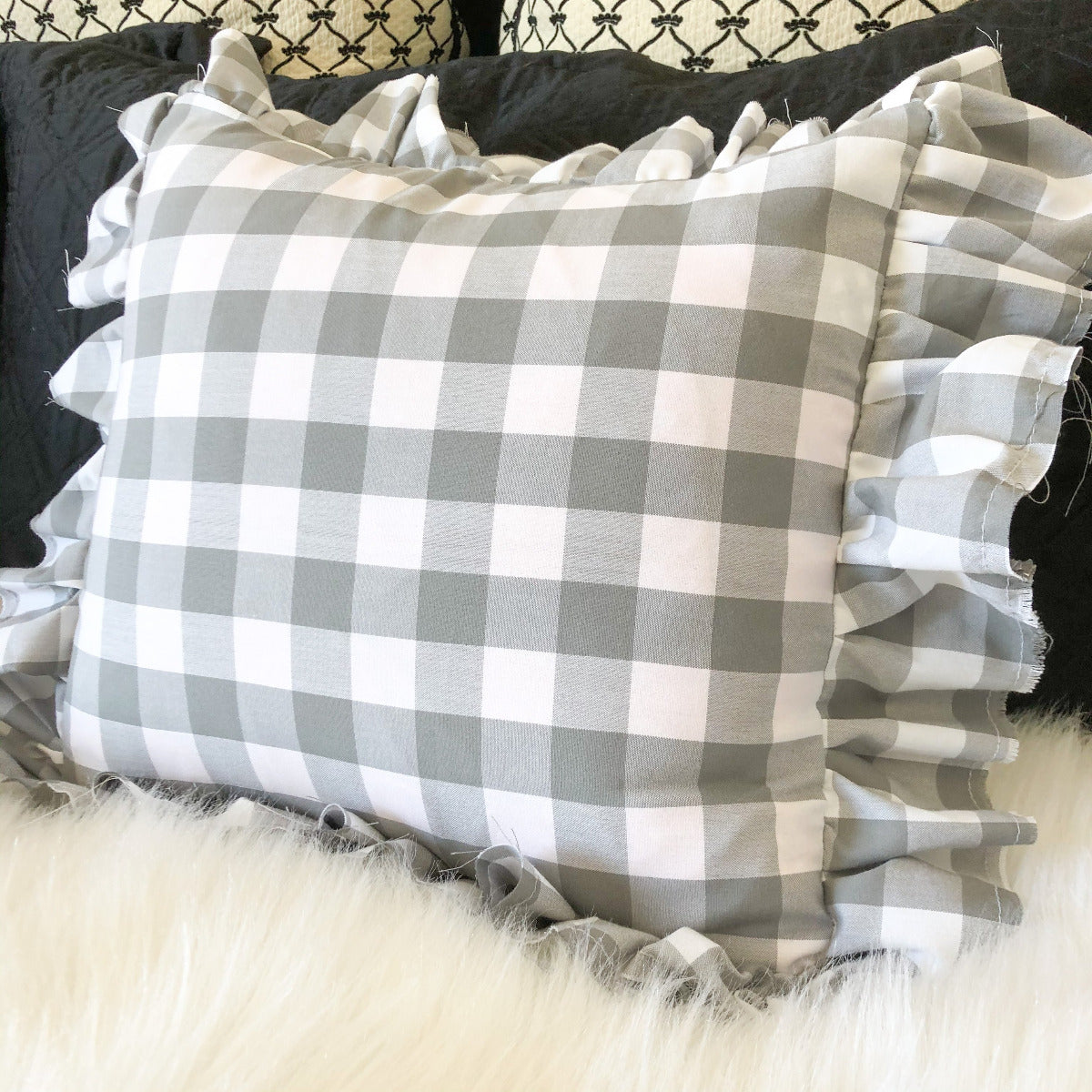 Gray buffalo 2024 plaid throw pillows