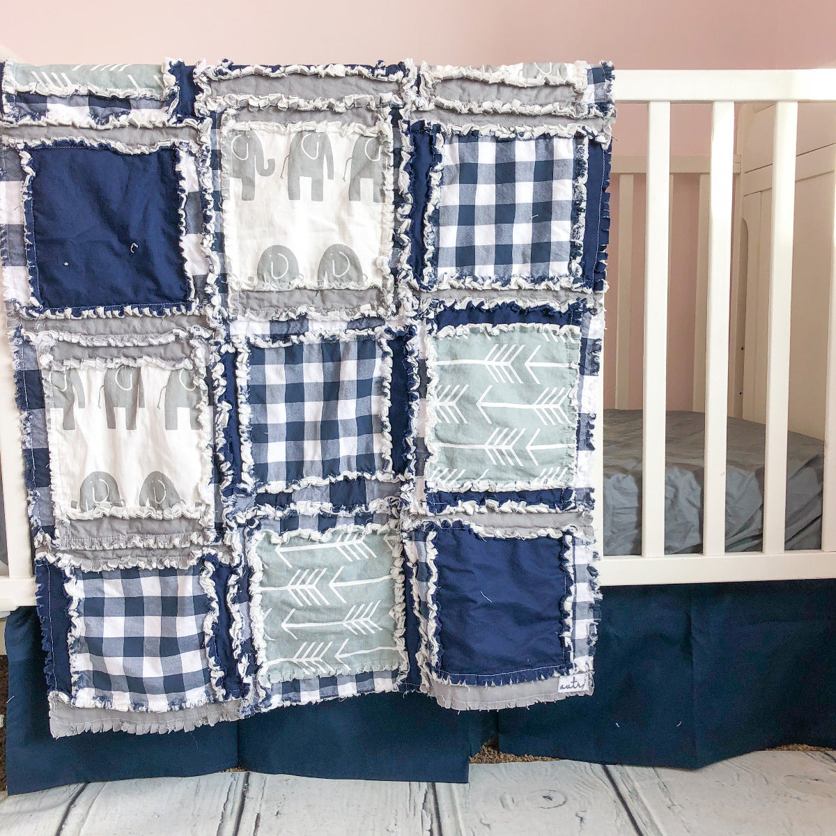 Blue elephant crib bedding online