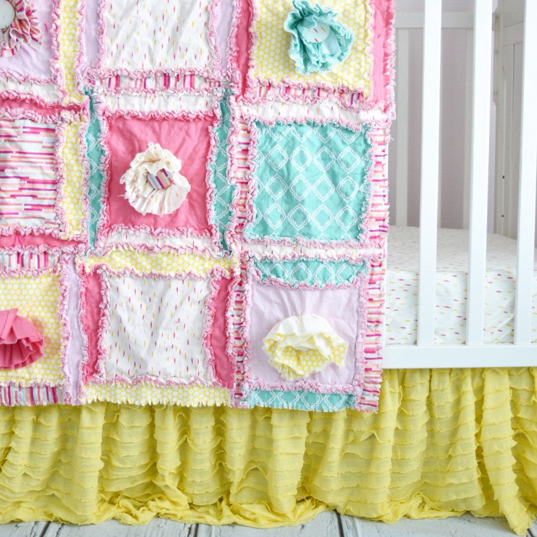 Pink and on sale yellow crib bedding