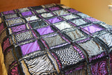 Purple and Black Rag Quilts for Sale, Big Handmade Rag Quilts, Baby Blanket to Twin Bedspread for Girls