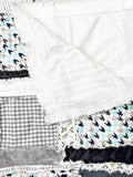 Baby Boy Mini Crib Quilts in Gray, Navy Blue and White, Boys Quick Ship Quilts, Baby Blanket and Homemade Quilts for Boys