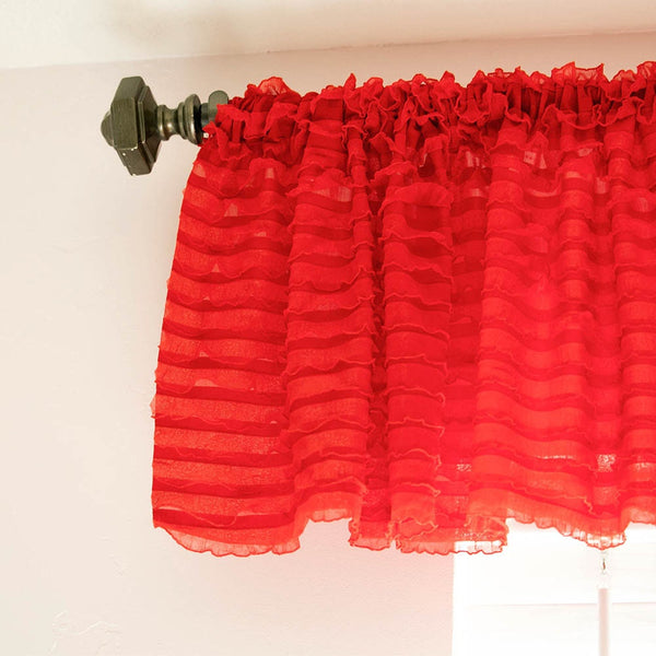 Red Valances Sheer Curtain, Short Curtains Window Toppers for Nursery, Kitchen Decor, Living Room Valance