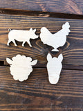 Wooden Chicken Unpainted Wood Farm Animals Make Your Own Sign, Do It Yourself Kit DIY Door Hanger