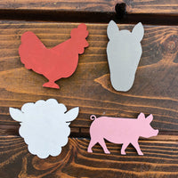 Wooden Chicken Unpainted Wood Farm Animals Make Your Own Sign, Do It Yourself Kit DIY Door Hanger