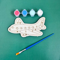 Airplane Painting by Numbers Unpainted Wood Make Your Own Sign,  Craft Kits for Kids, Airplane Birthday Party Favor