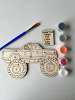 Pickup Painting by Numbers, Craft Kits for Kids,  Unpainted Wood Make Your Own Sign, Monster Truck Birthday Party Favor