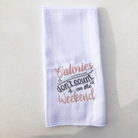 Funny Dish Towels with Quotes – Calories Don't Count Humorous Décor | Christmas Gift for Women | Kitchen Towel for Her, Mom, Wife, Hostess