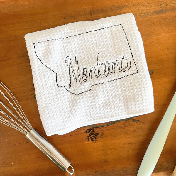 Montana Silhouette Decorative Hand Towel, State Hand Towel, State Love Montana Love Kitchen Travel Gift for Women