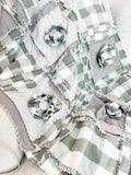 Sage Green and Gray Flower Rag Quilt, Baby Girl Quilts, Buffalo Plaid Floral Baby Blanket and Toddler Bedding Girl