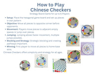 Chinese Checkers Wooden Board Game, Wood Toy Games for Kids with Glass Marbles, Family Game Night