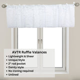 White Valances for Windows, Ruffled Curtains Coastal Valance, Rod Pocket Curtain Farmhouse Valance