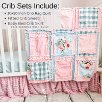 Pink Crib Bedding Baby Rag Quilts for Sale, Baby Girl Rag Quilt, Handmade Blanket Toddler Bedding Girl