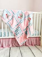 Pink Crib Bedding Baby Rag Quilts for Sale, Baby Girl Rag Quilt, Handmade Blanket Toddler Bedding Girl