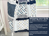 Baby Boy Mini Crib Quilts in Gray, Navy Blue and White, Boys Quick Ship Quilts, Baby Blanket and Homemade Quilts for Boys