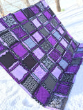 Purple and Black Rag Quilts for Sale, Big Handmade Rag Quilts, Baby Blanket to Twin Bedspread for Girls