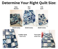 Nautical Crib Bedding for Baby Boy’s Nursery – Grey & Navy Blue Rag Quilt Set