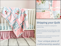 Shabby Baby Girl Rag Quilt | Vintage Pink and Blue Blankets