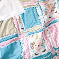 Unicorn Blanket | Turquoise and Baby Pink - A Vision to Remember